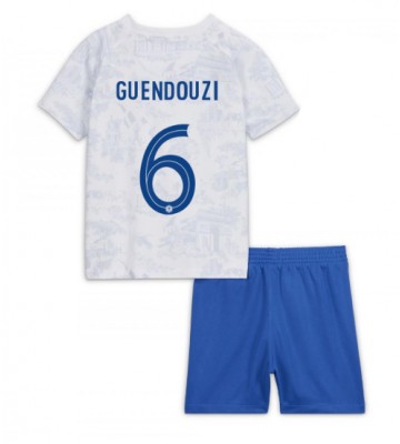 Frankrike Matteo Guendouzi #6 Borta Kläder Barn VM 2022 Kortärmad (+ Korta byxor)